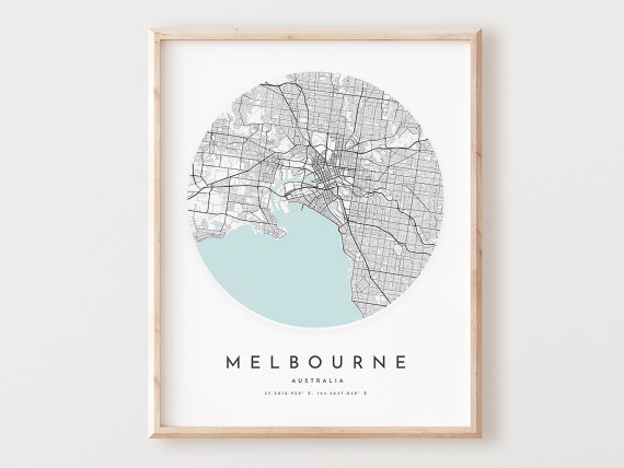 Melbourne Map Art Print, City Street Poster