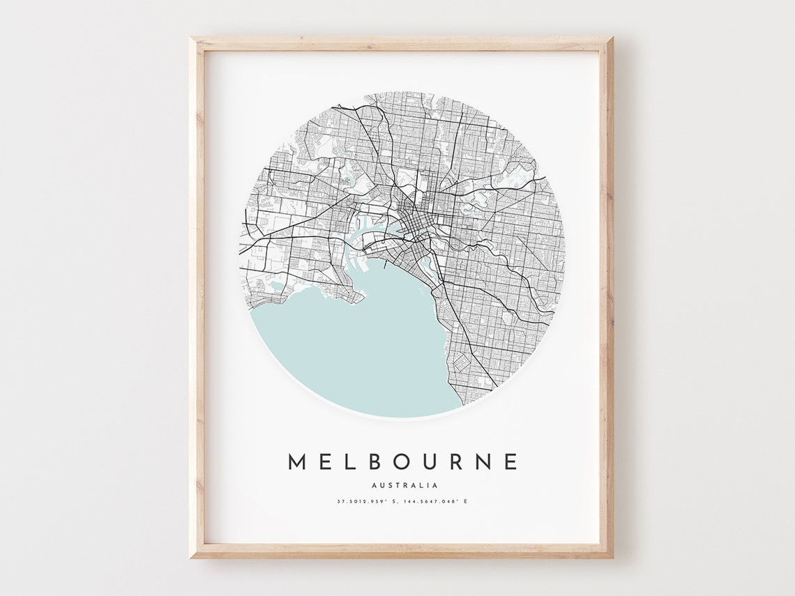 Melbourne Map Art Print, City Street Poster