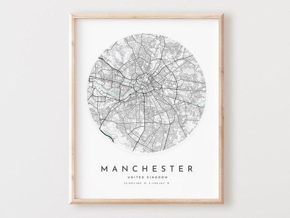 Manchester Map Print, City Street Art Poster