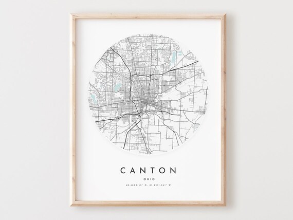 Canton Ohio Map Print Minimalist City Street Wall Art