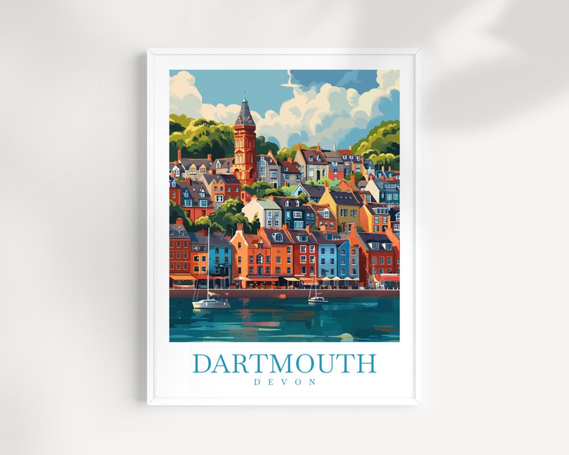 Dartmouth Devon Charming Colorful Harbor Town Scene Vista Poster