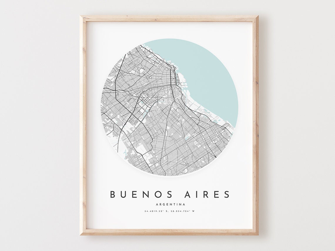 Buenos Aires Argentina Minimalist City Map Poster With Coordinates