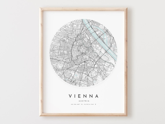 Vienna Map Print Minimalist City Street Wall Art