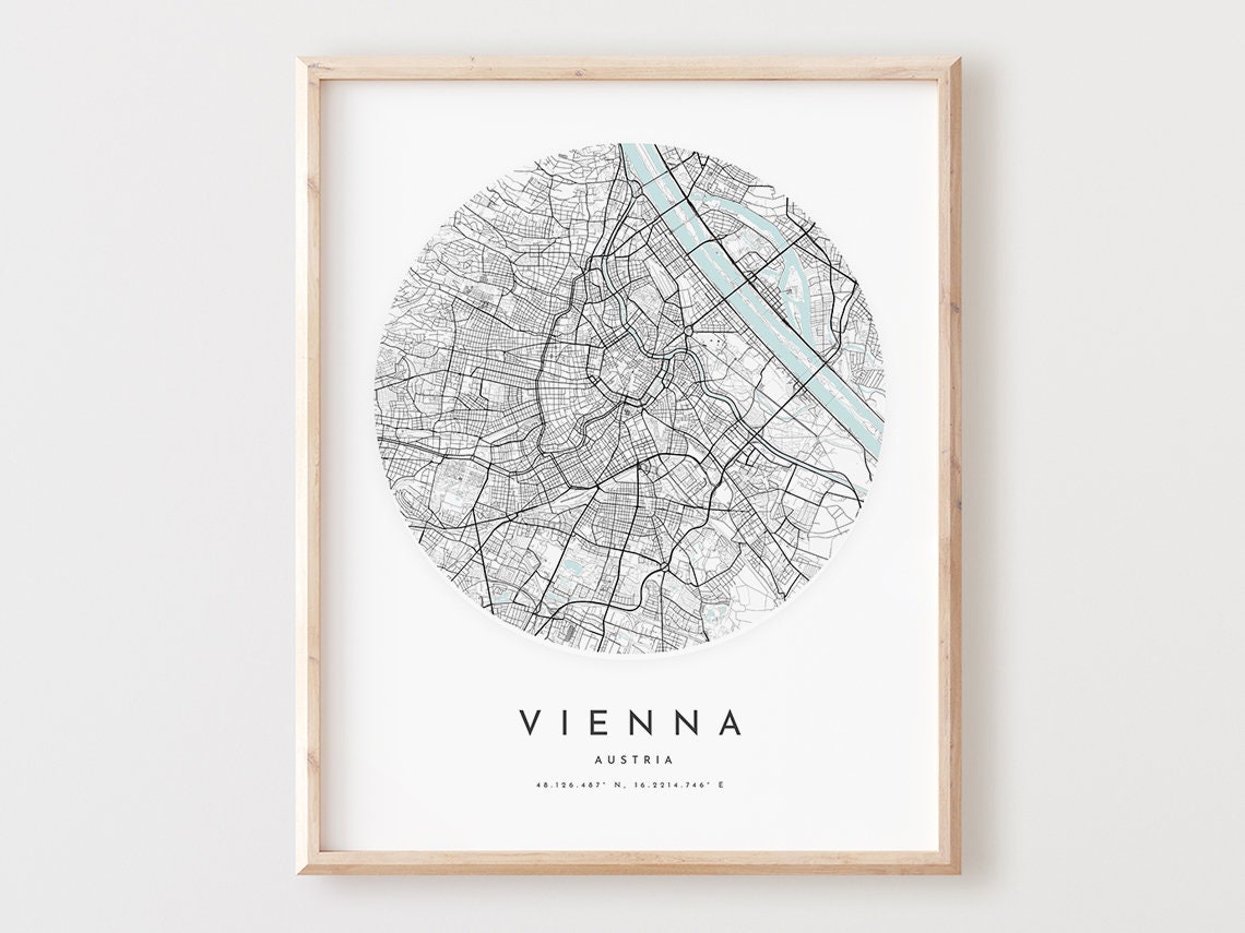 Vienna Austria Circular City Street Map Minimalist Classic Print
