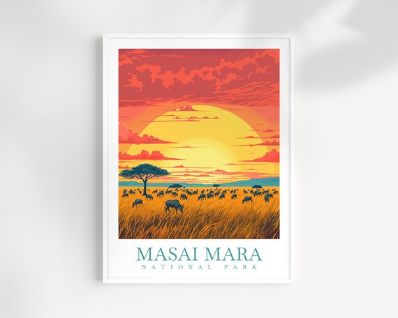 Masai Mara Travel Print Wall Art Kenya Wall Hanging Home Dcor Masai Mara Gift Art Lovers Kenya Art Lover Gift Kenya Travel Print