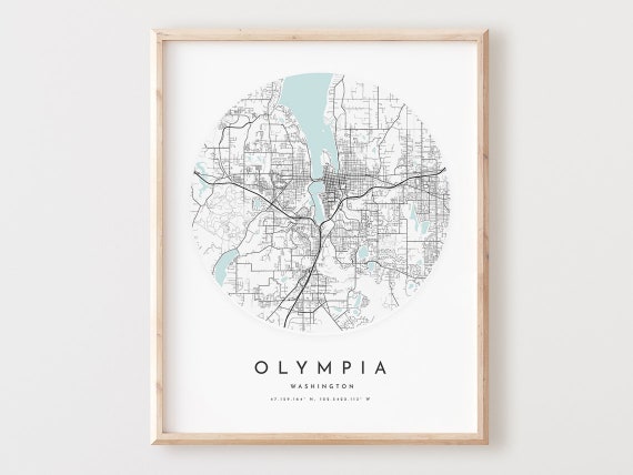 Olympia Washington Map Print, City Street Art Poster