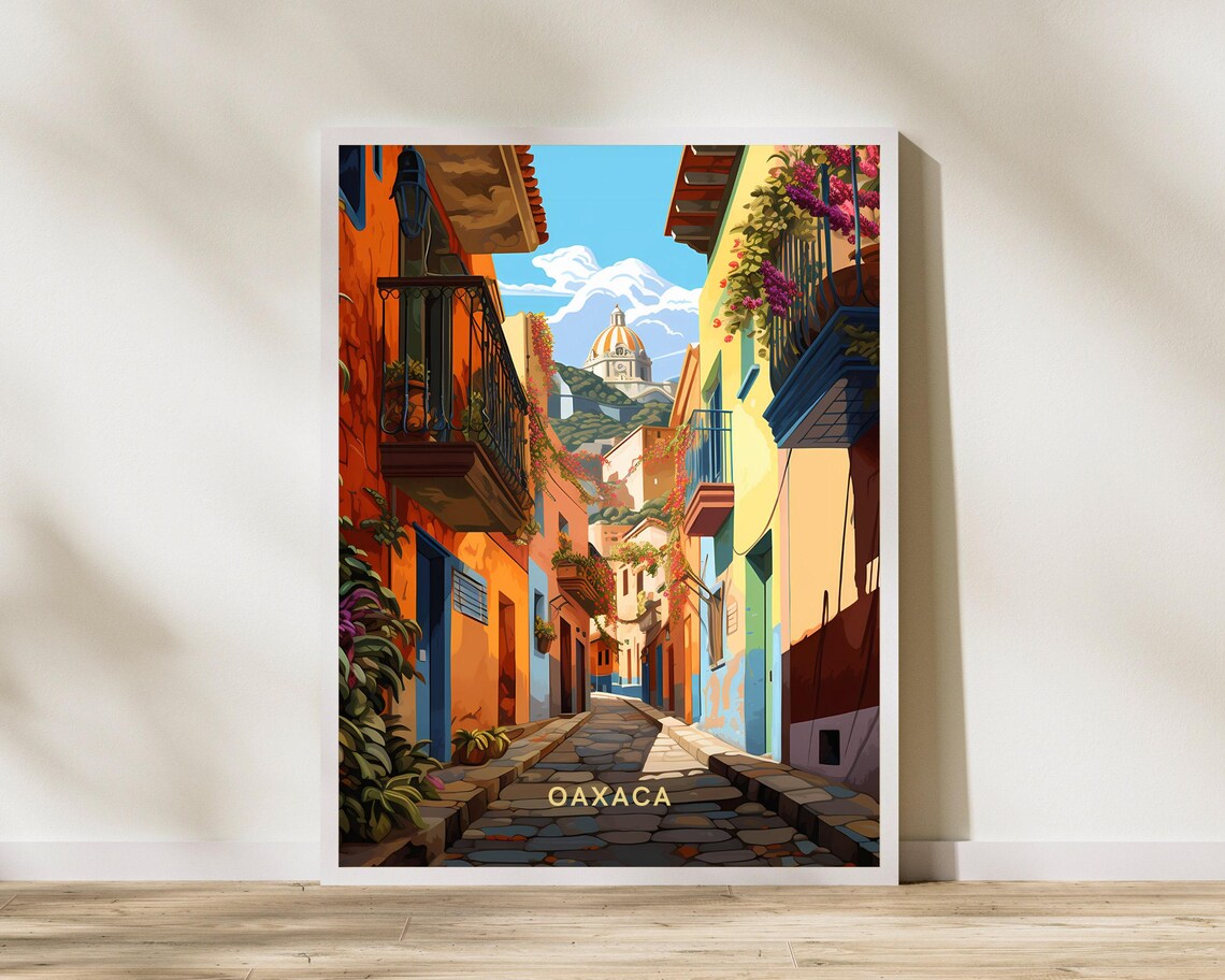 Oaxaca Mexico Travel Print Poster Wall Art Vintage Decor