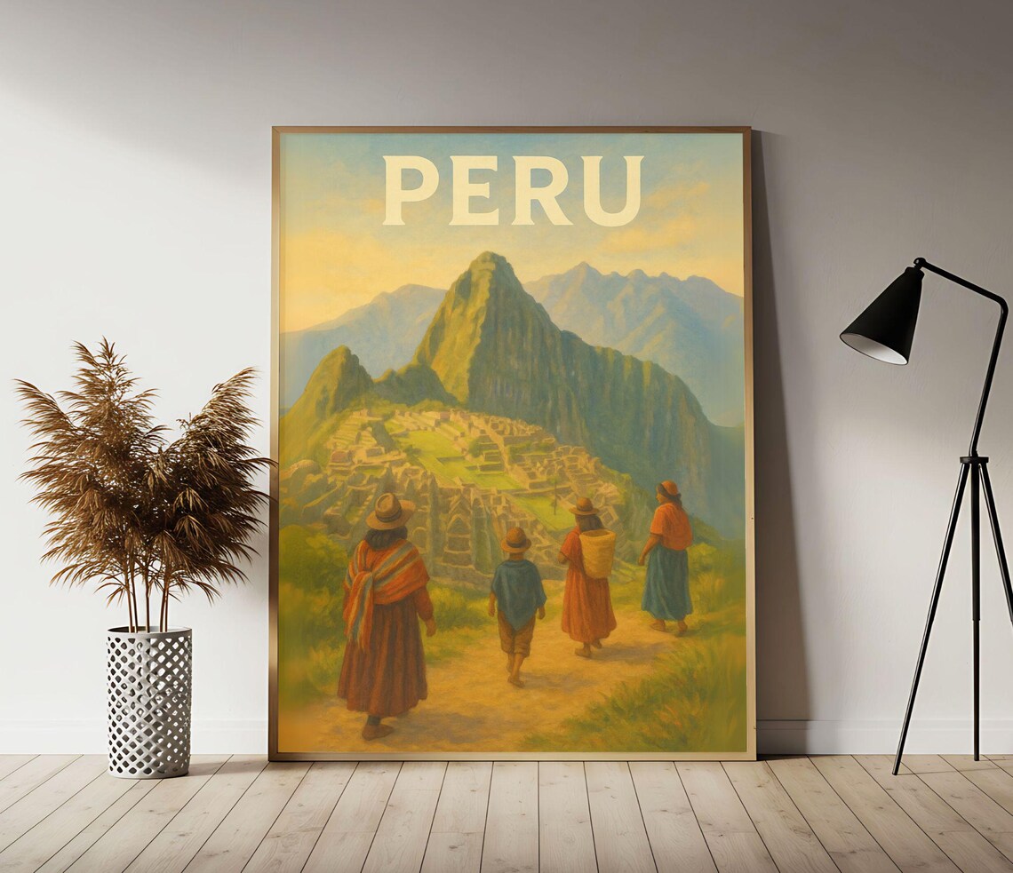 Peru Machu Picchu Travel Poster Peruvian Wall Art Print Vintage Decor