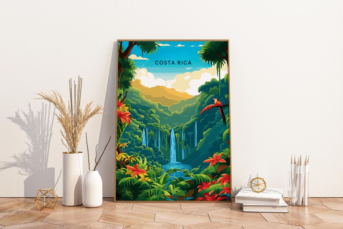 Costa Rica Travel Print Poster Wall Art Vintage Decor