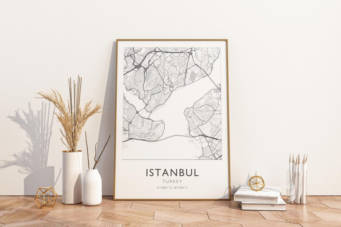 Istanbul Turkey Minimalist City Street Map Coordinates Art Poster