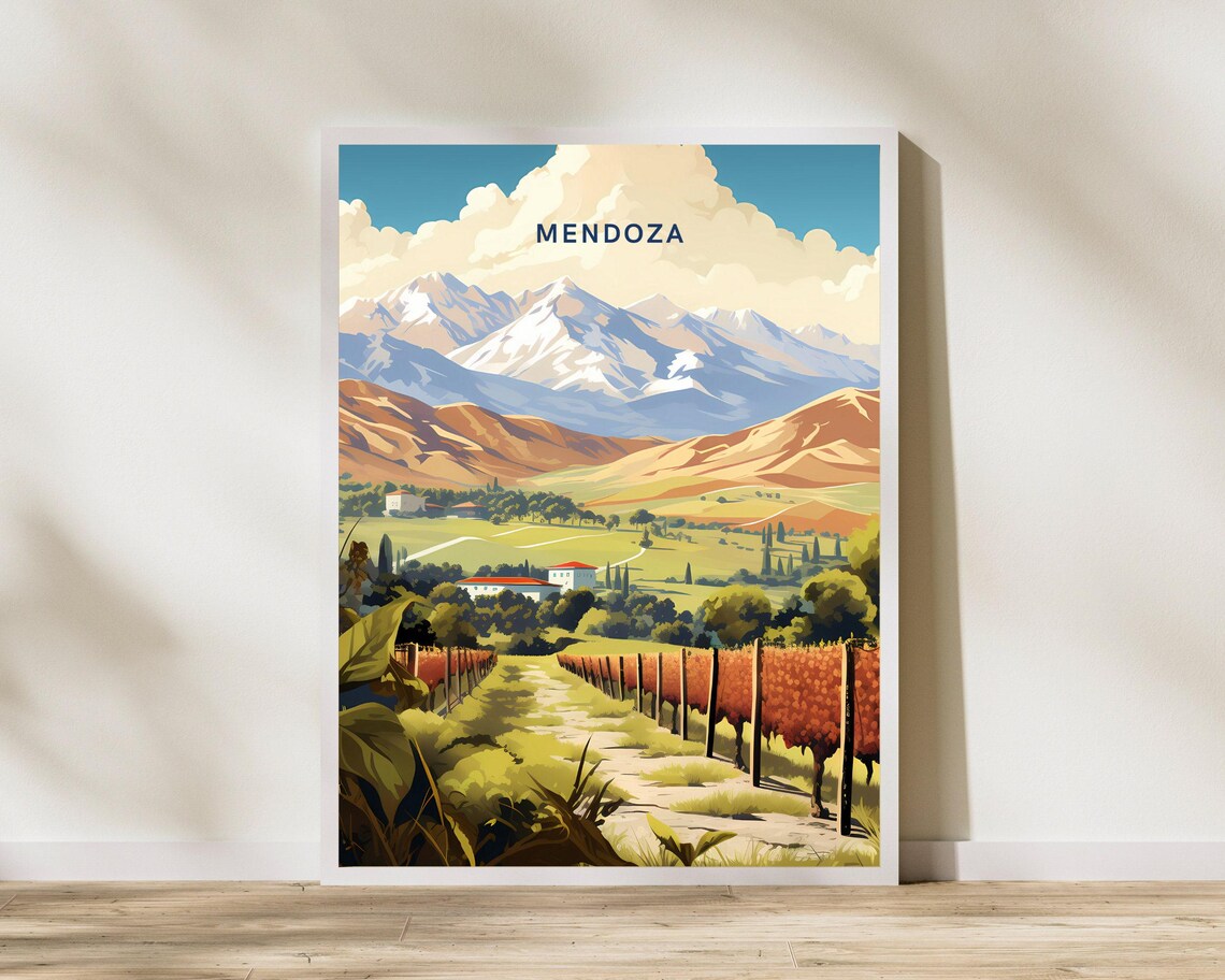 Mendoza Argentina Travel Print Poster Wall Art Vintage Deco