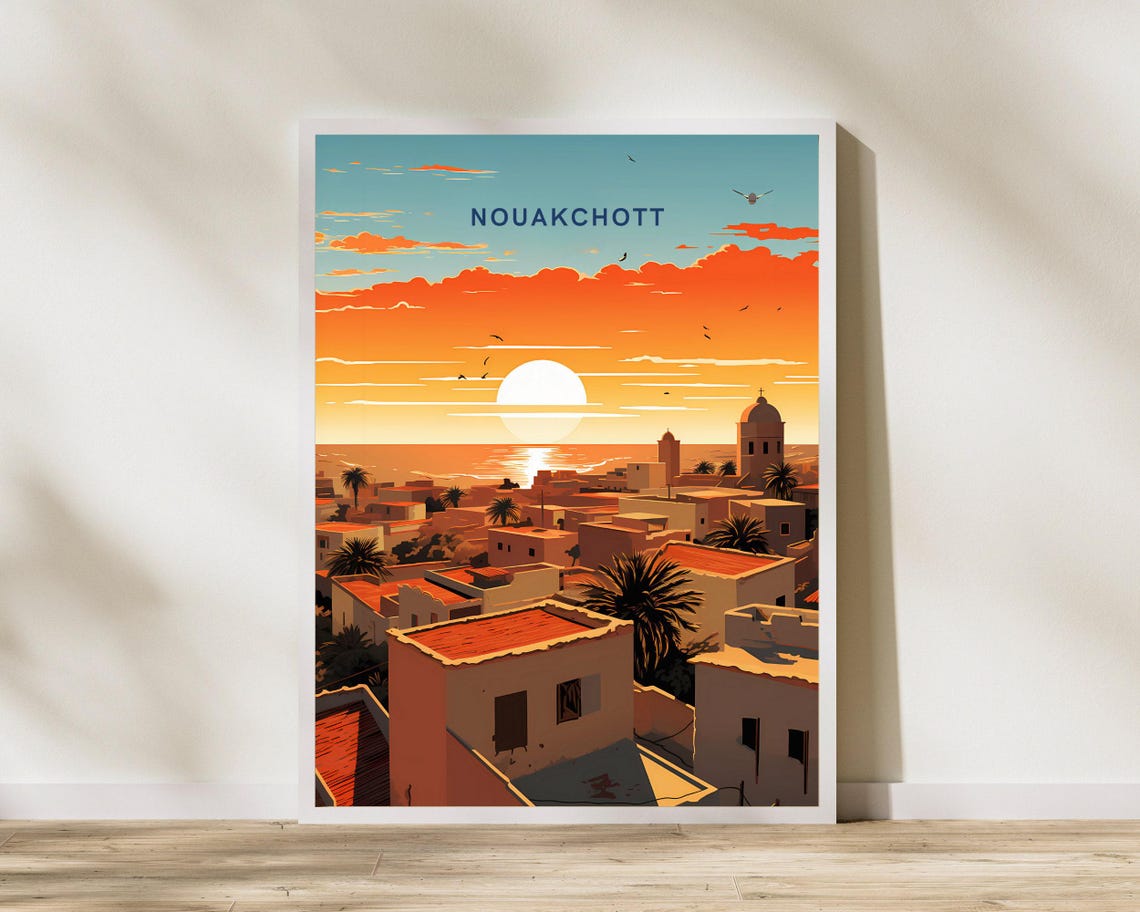 Nouakchott Mauritania Golden Sunset Old Town Cityscape Poster