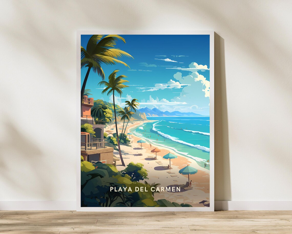 Playa Del Carmen Mexico Travel Print Poster Wall Art Vintage