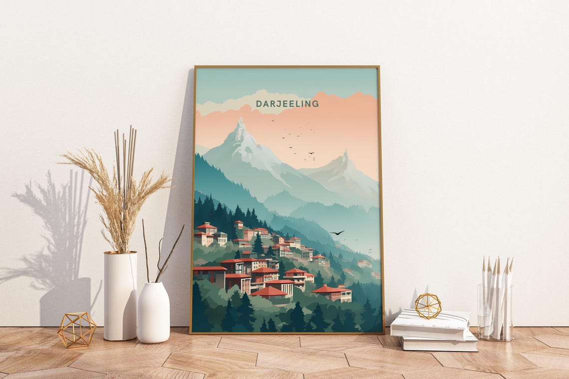 Darjeeling India Himalayan Mountain Town Sunrise Travel Poster