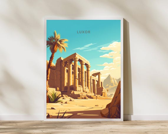 Luxor Karnak Temple Egypt Travel Print Poster Wall Art Vin