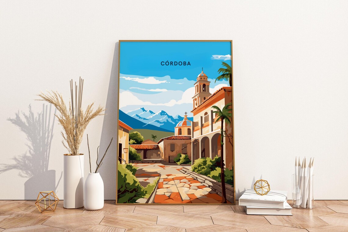 Cordoba Argentina Travel Print Poster Wall Art Vintage Deco