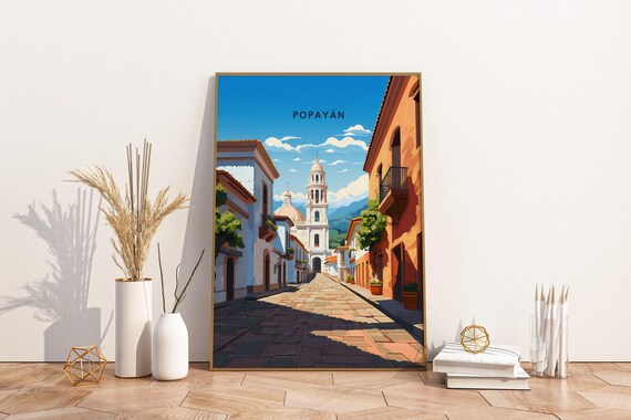 Popayn Colombia Travel Print Poster Wall Art Vintage Decor