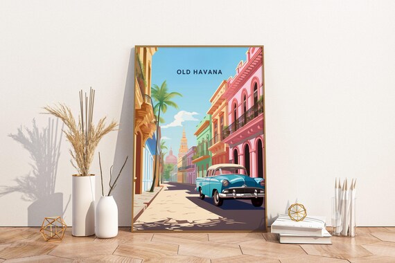 Old Havana Travel Print Poster Wall Art Vintage Decor