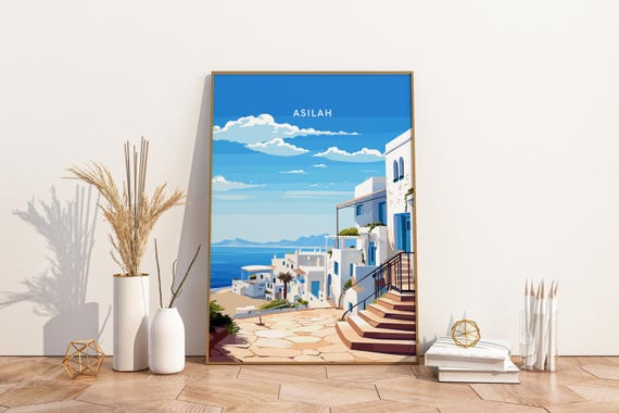 Asilah Morocco Travel Print Poster Wall Art Vintage Decor