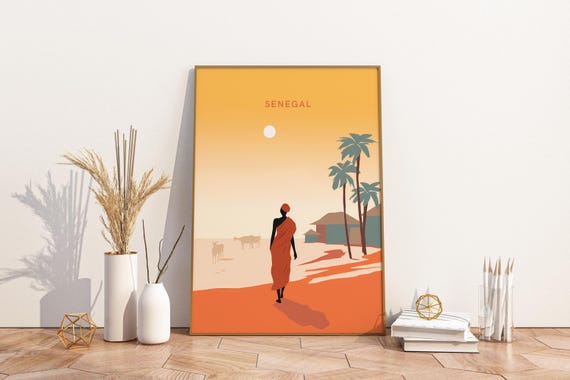 Senegal Africa Travel Print Poster Wall Art Vintage Decor