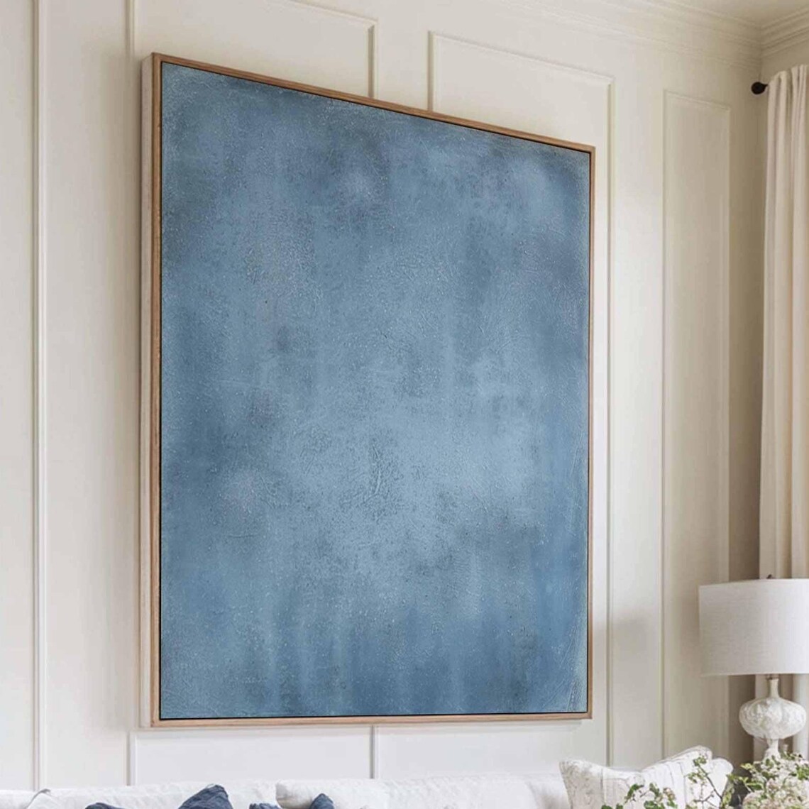 Dusty Blue Minimalist Abstract Texture Large Canvas Wall Poster - Image 5
