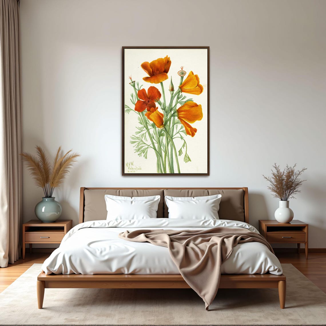 California Poppies Bouquet Vintage Botanical Flower Study Poster - Image 5