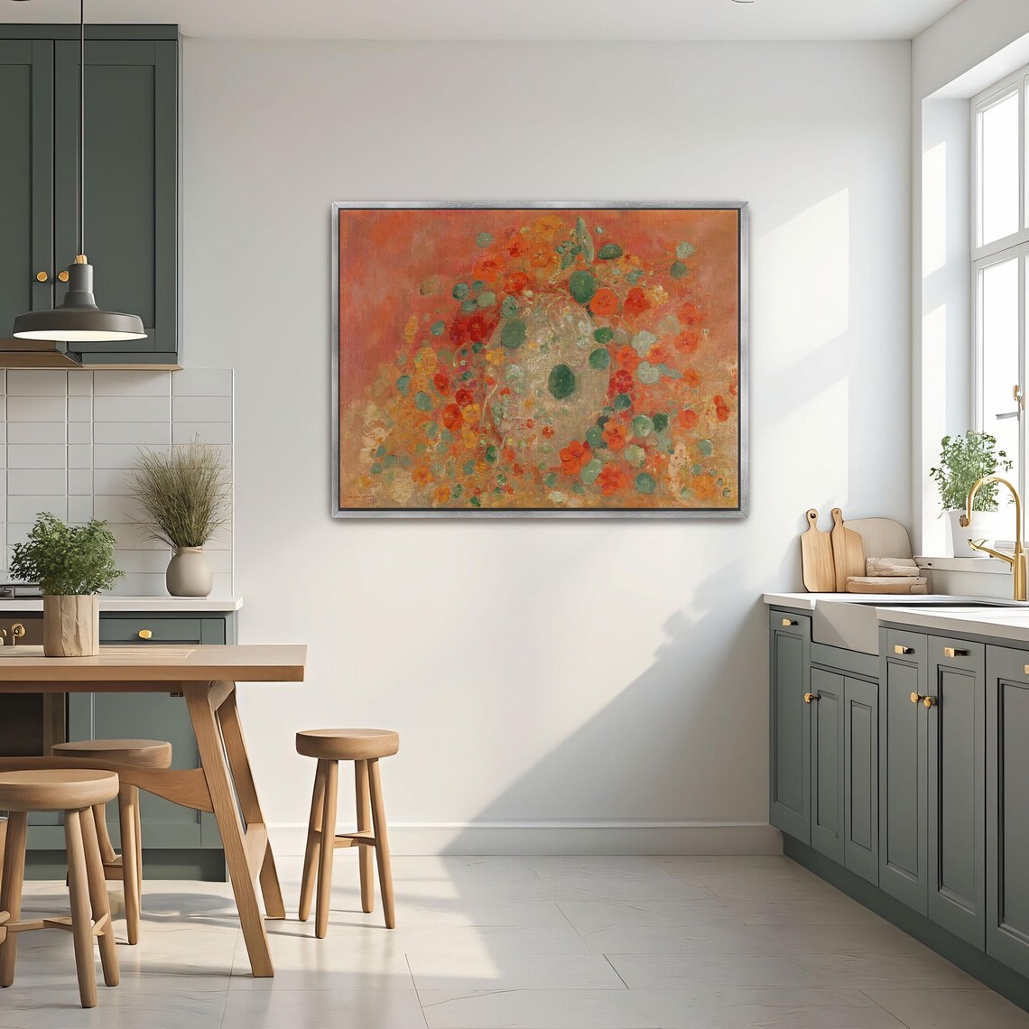 Nasturtiums In A Vase Orange And Red Floral Still Life Art Poster - Image 2