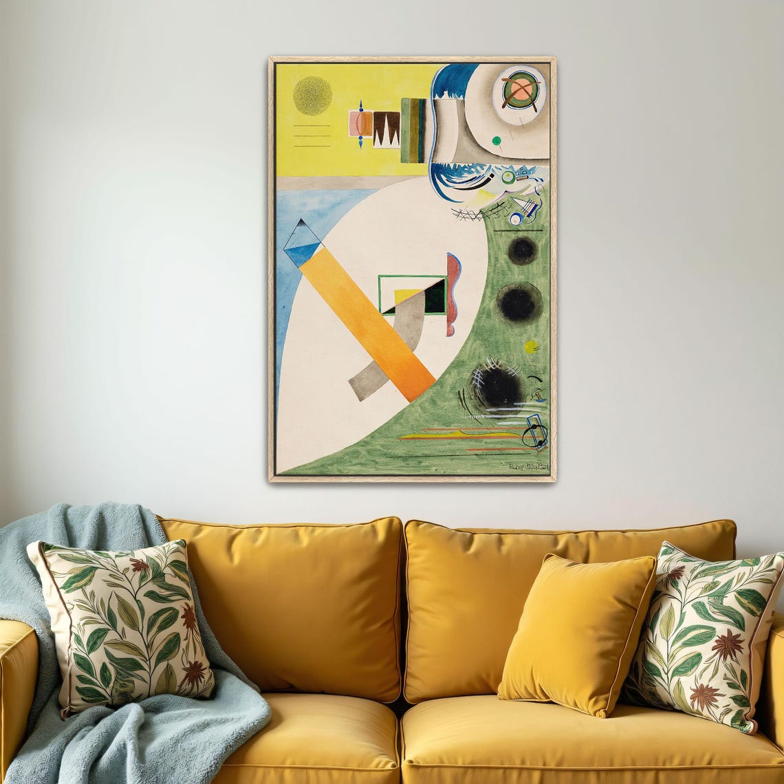 Abstract Geometric Watercolor In Yellow Green And Blue Blocks Poster - Image 4