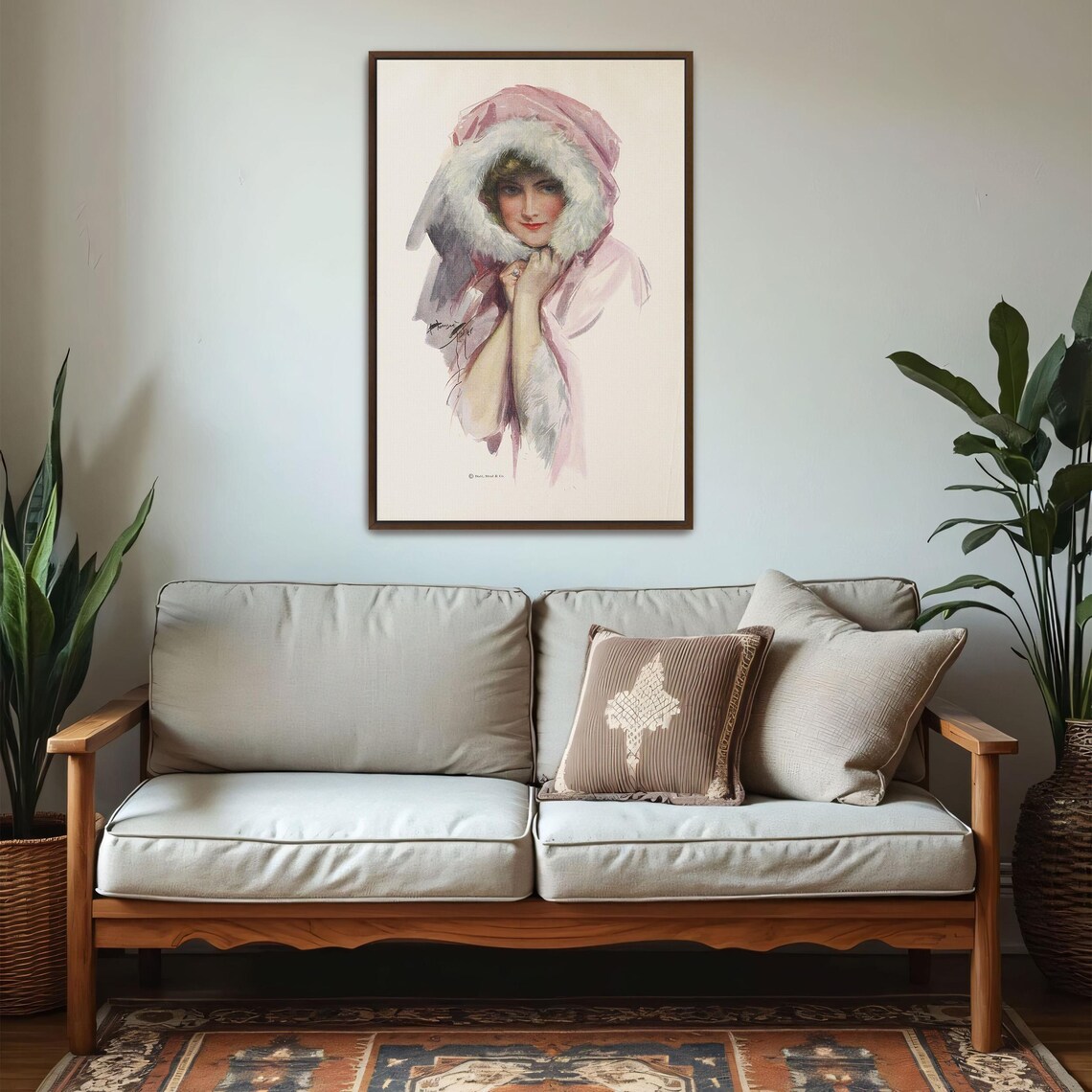 Harrison Fisher Girl in Pink Fur Trimmed Winter Hood Portrait Poster - Image 5