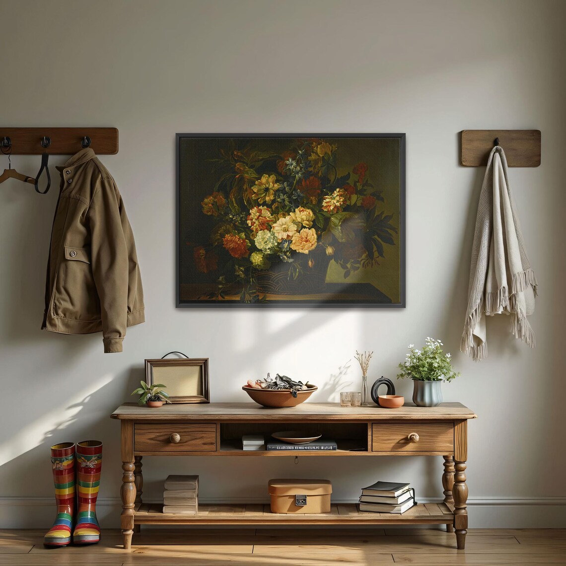 Dutch Style Floral Bouquet with Peonies Dark Still Life Art Poster - Image 4