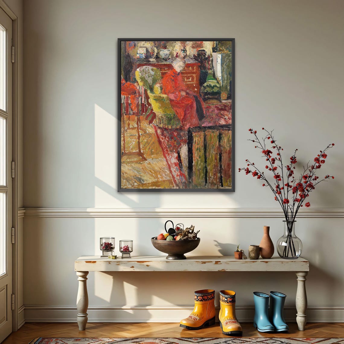 Woman in Red Robe Interior Portrait Post Impressionist Art Poster