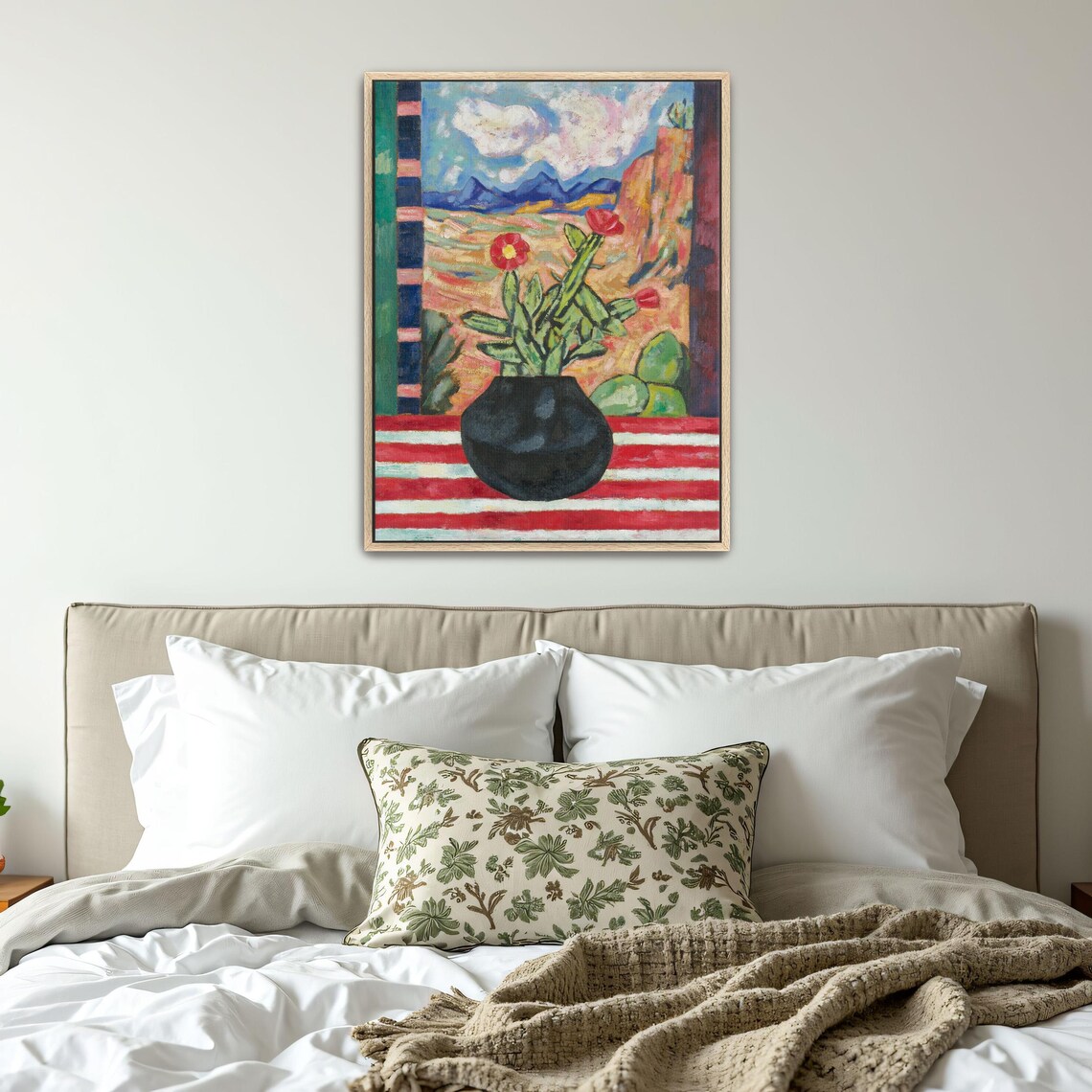 Blooming Cactus in a Black Pot Southwest Desert Vintage Art Print - Image 4
