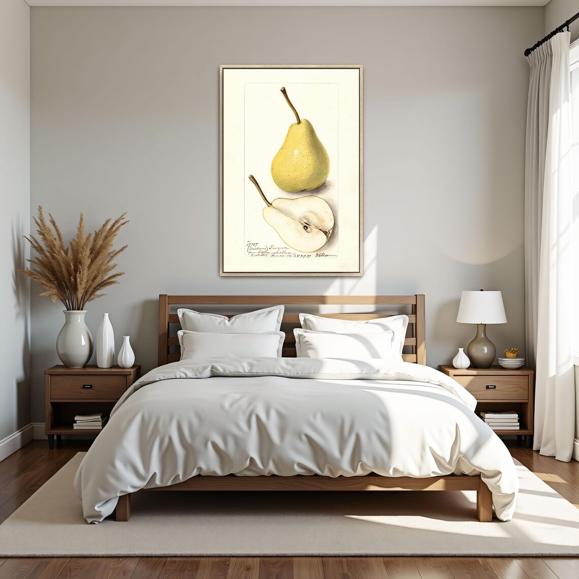 Yellow Pear Whole And Halved Antique Pomological Watercolor Art Poster - Image 4