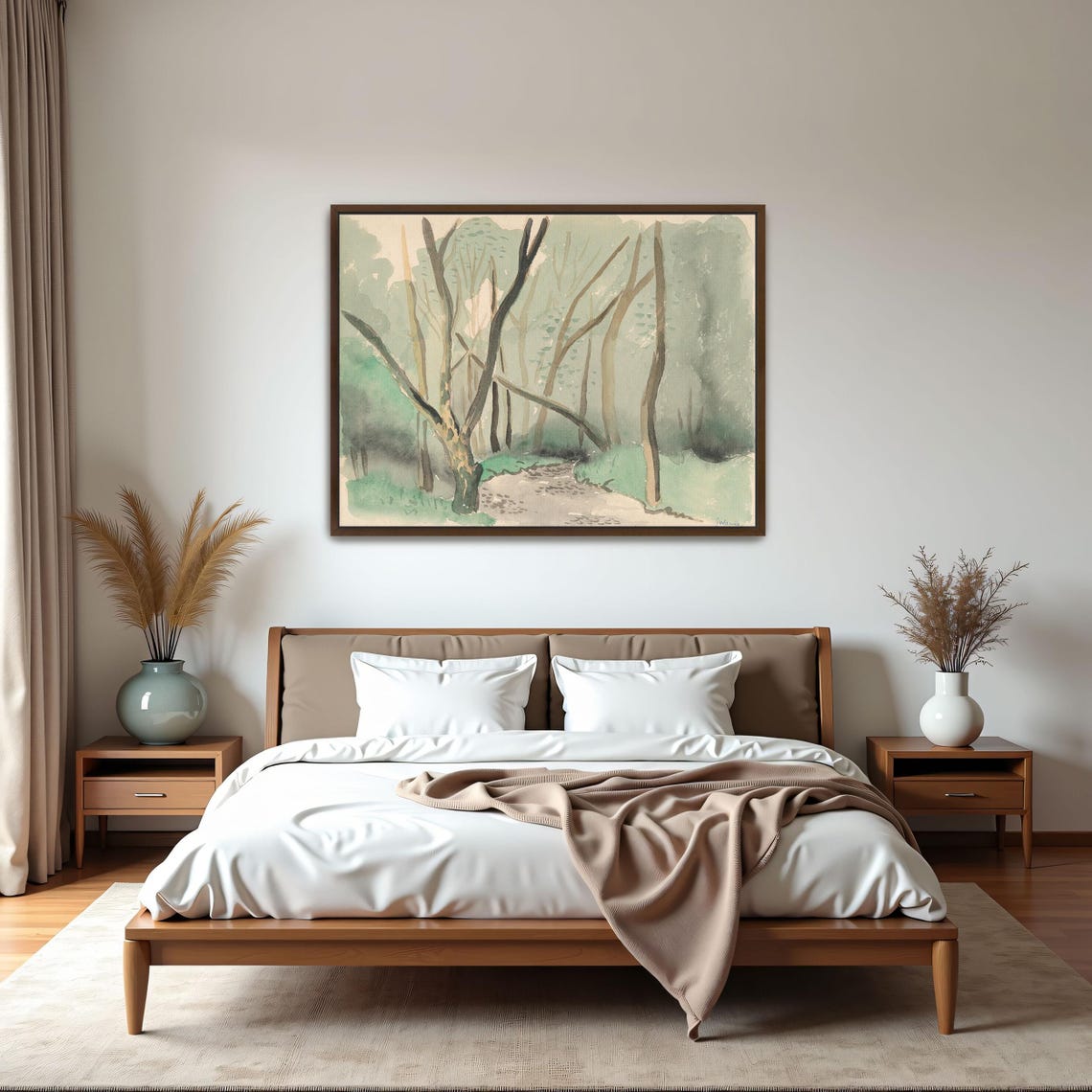 Watercolor Forest Path With Tall Slender Trees Landscape Poster - Image 5