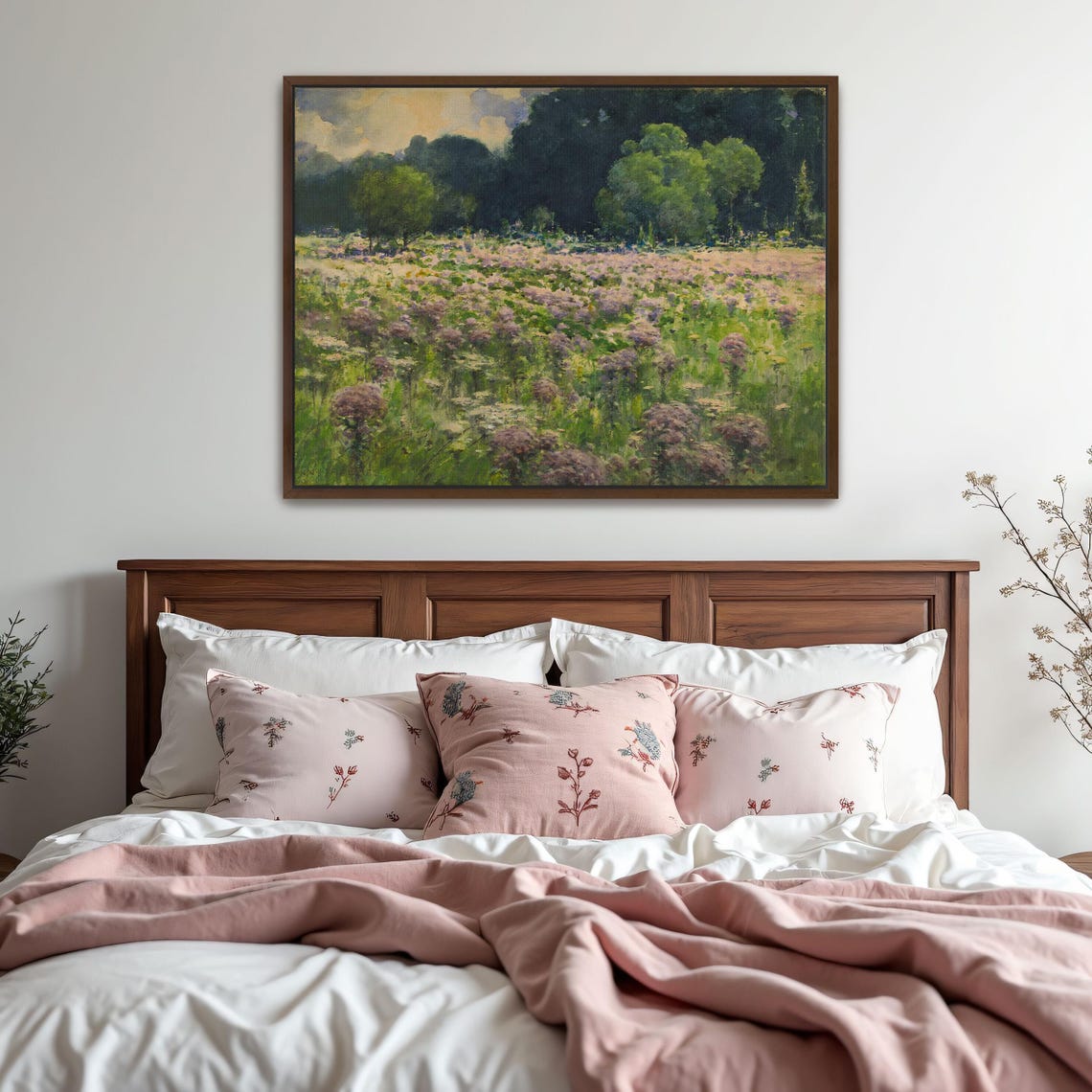 Wildflower Meadow at the Forest Edge Impressionist Scene Poster - Image 2