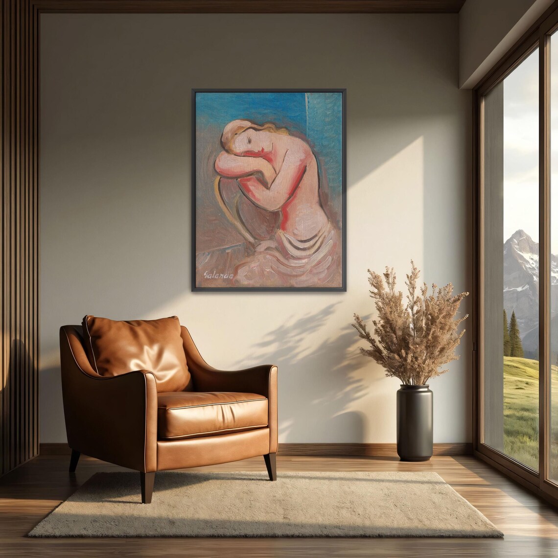 Seated Nude Woman with Folded Arms Expressive Figure Study Poster - Image 3