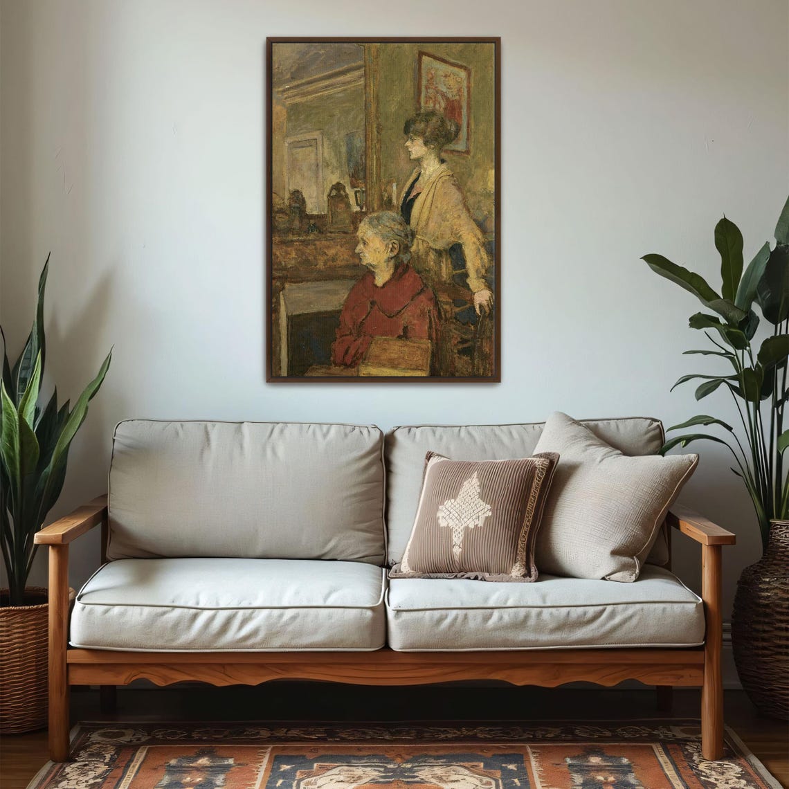Two Women Conversing In A Warm Fireplace Interior Vintage Poster - Image 5
