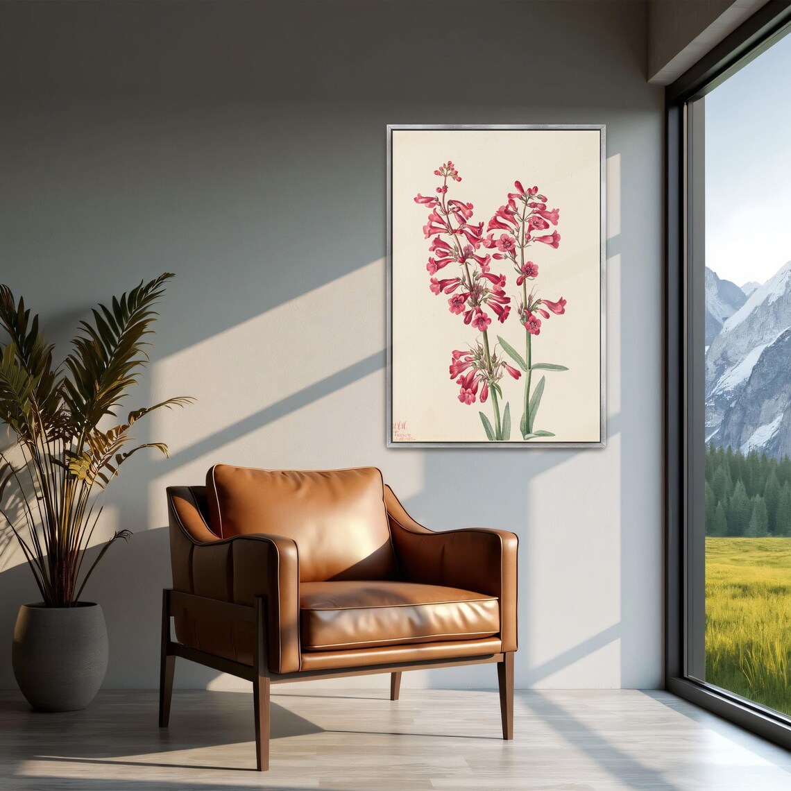 Pink Wildflower Trumpet Blossoms Watercolor Botanical Study Art Poster - Image 2