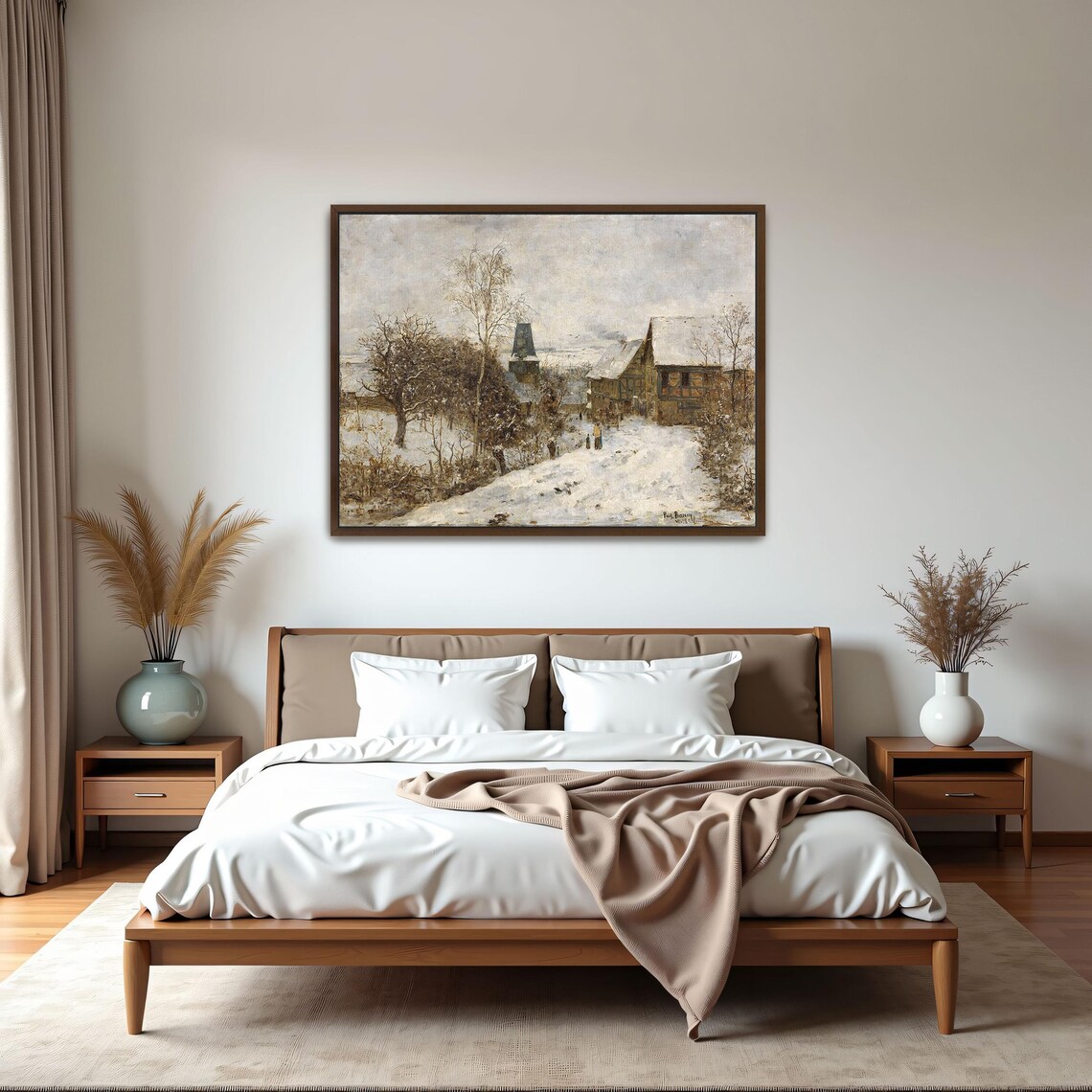 Snowy Village Lane with Houses on a Quiet Winter Day Art Poster - Image 6