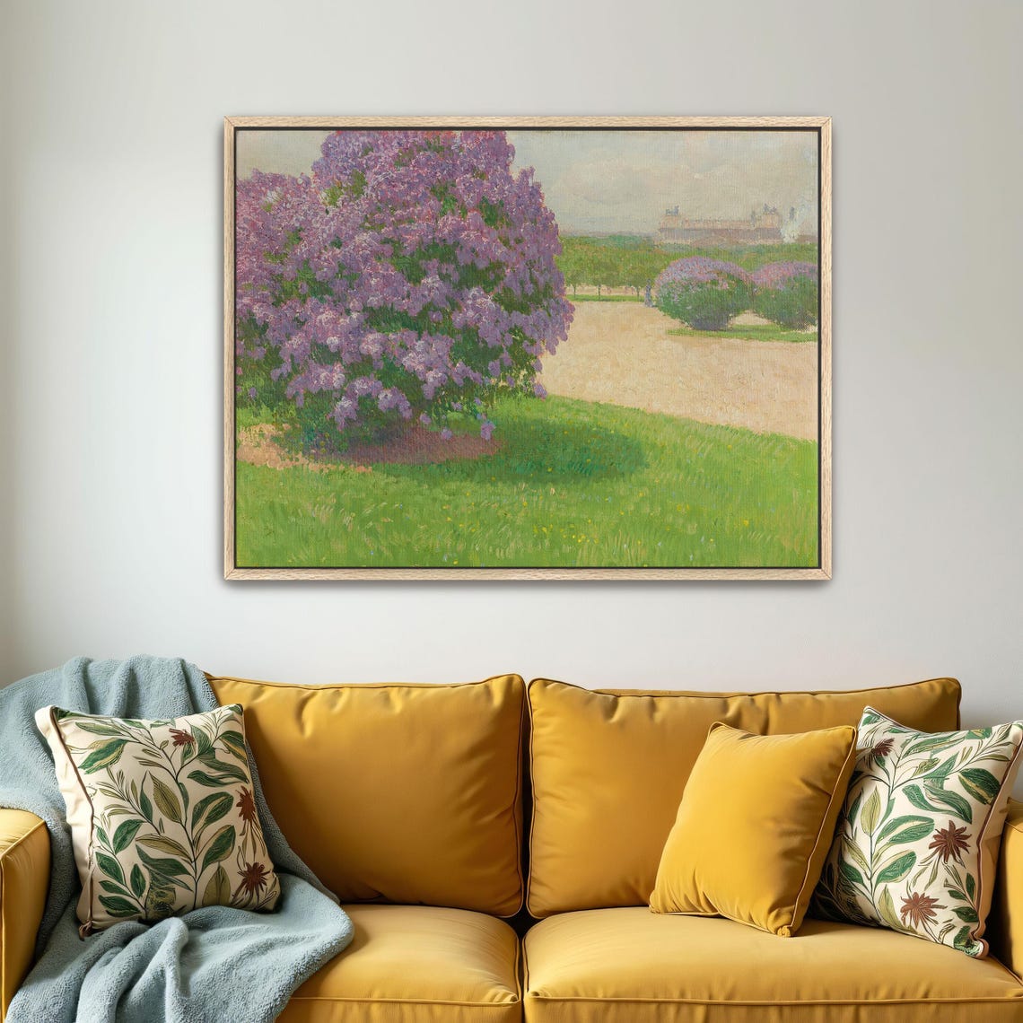 Blooming Lilac Bush in a Sunlit Park Impressionist Scene Poster - Image 2