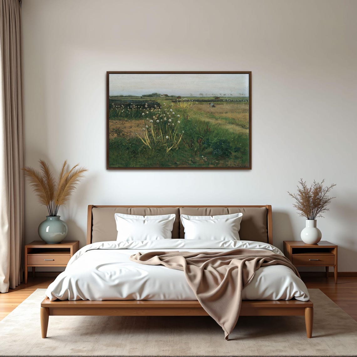 Field of White Flowers With Lone Figure Rustic Landscape Poster - Image 6