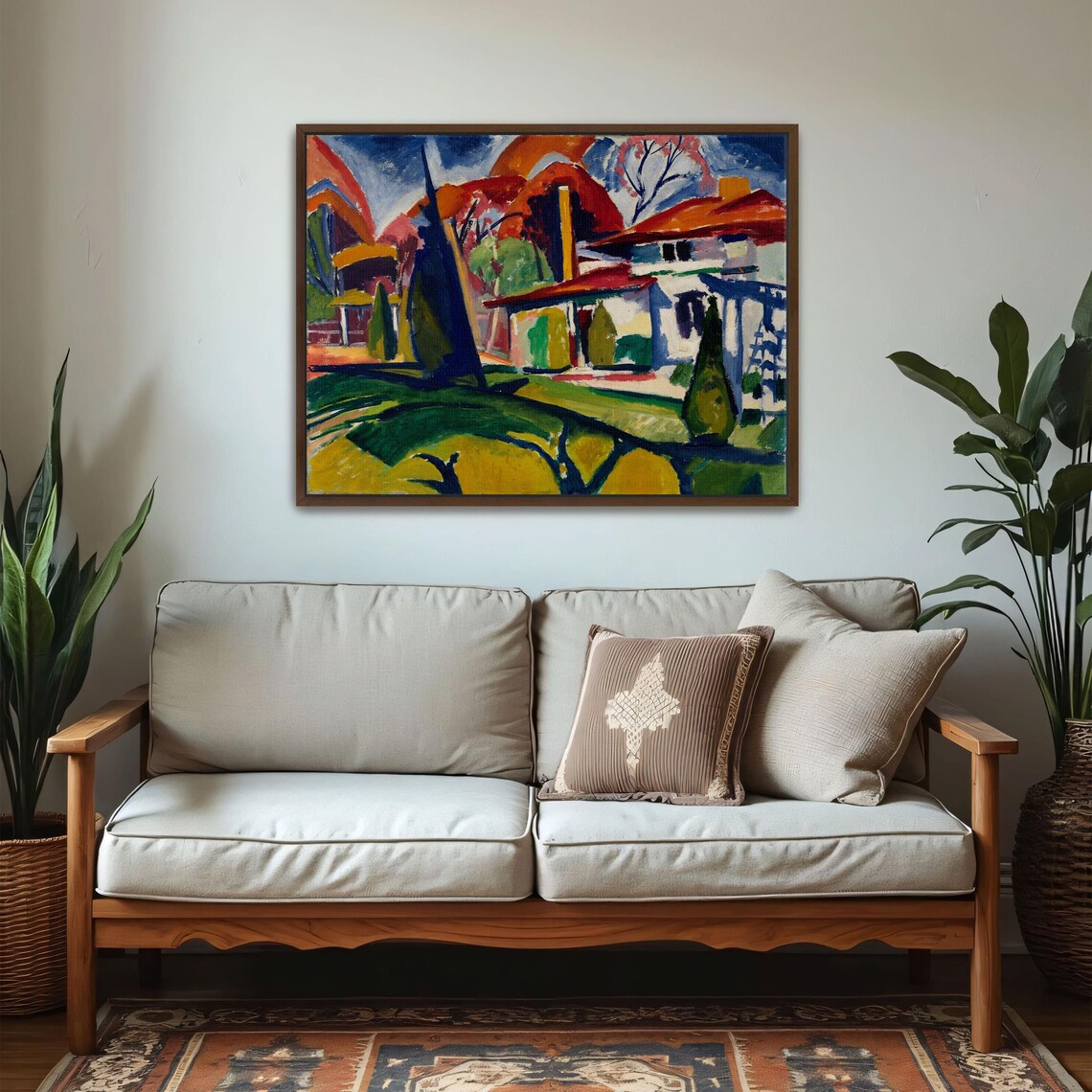 Fauvist Bold Red Roof Houses Among Green Trees Landscape Poster - Image 5