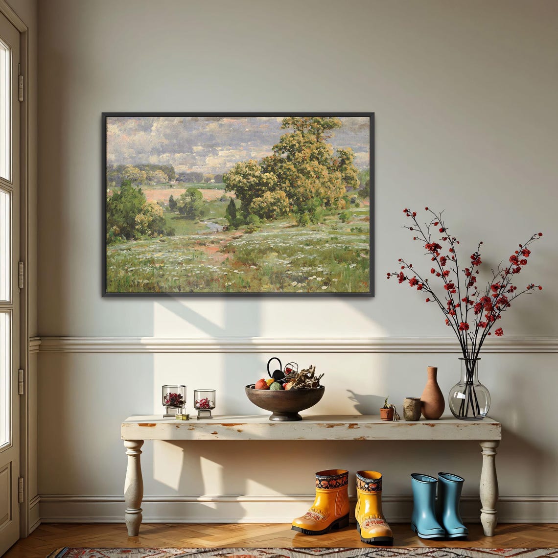Wildflower Meadow With A Stream And Rolling Trees Impressionist Poster - Image 3