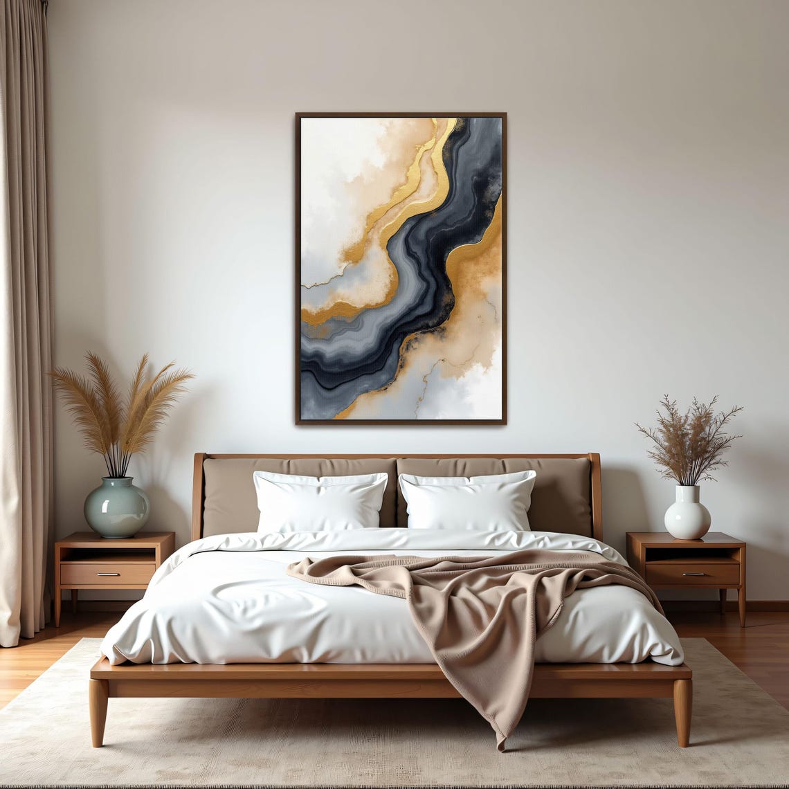 Black Grey And Gold Vertical Marble Swirl Abstract Modern Poster - Image 5