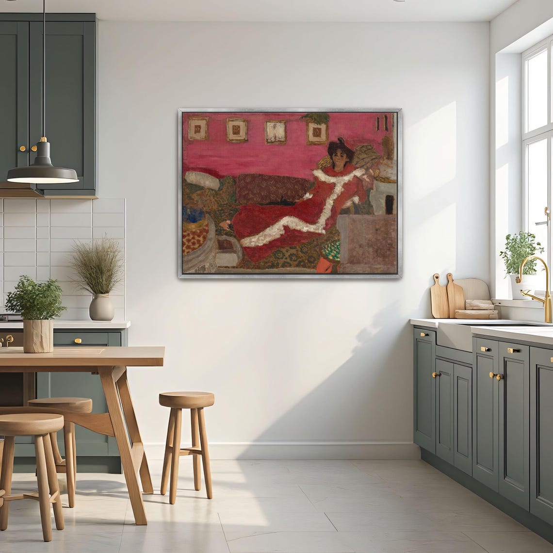 Woman in a Red Dress Reclining on a Divan Figure Portrait Poster - Image 3