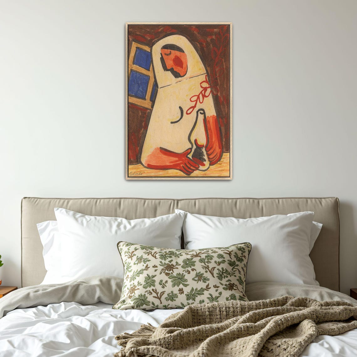 Mikuláš Galanda Woman in White Holding Lamp by Window Poster - Image 4