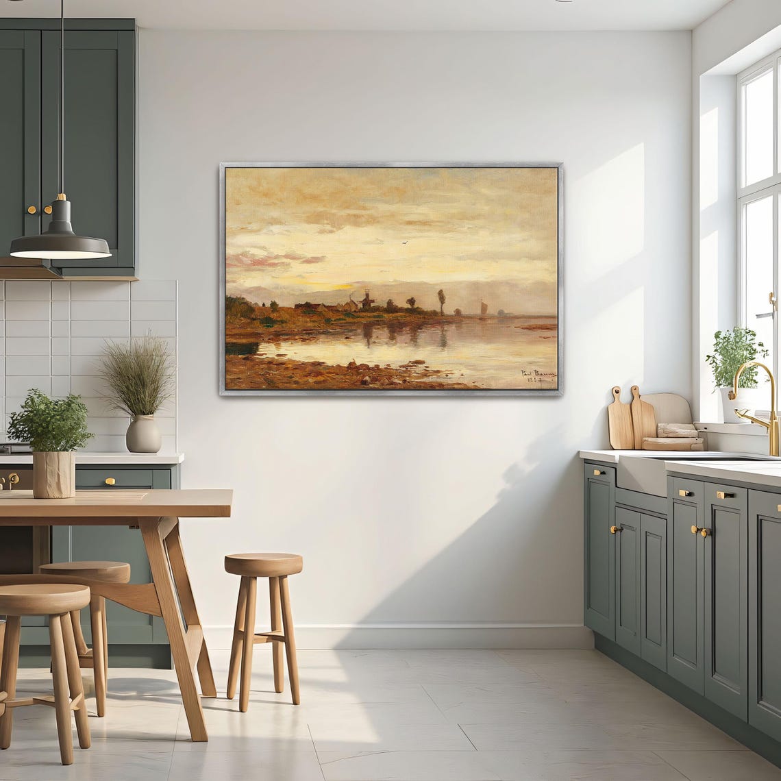 Golden Sunset Over a Wide River Estuary Evening Landscape Poster - Image 3