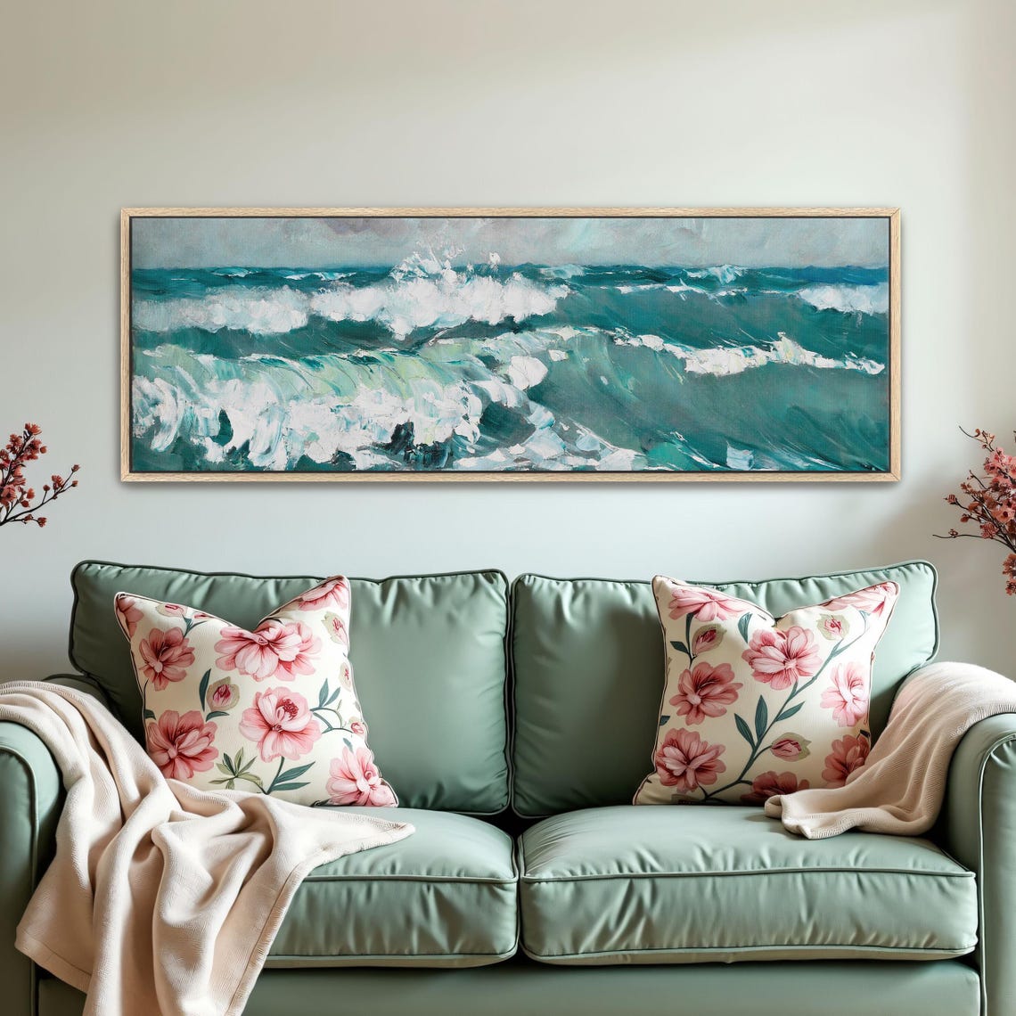 Turquoise Impressionist Seascape With Crashing Whitecaps Poster - Image 5