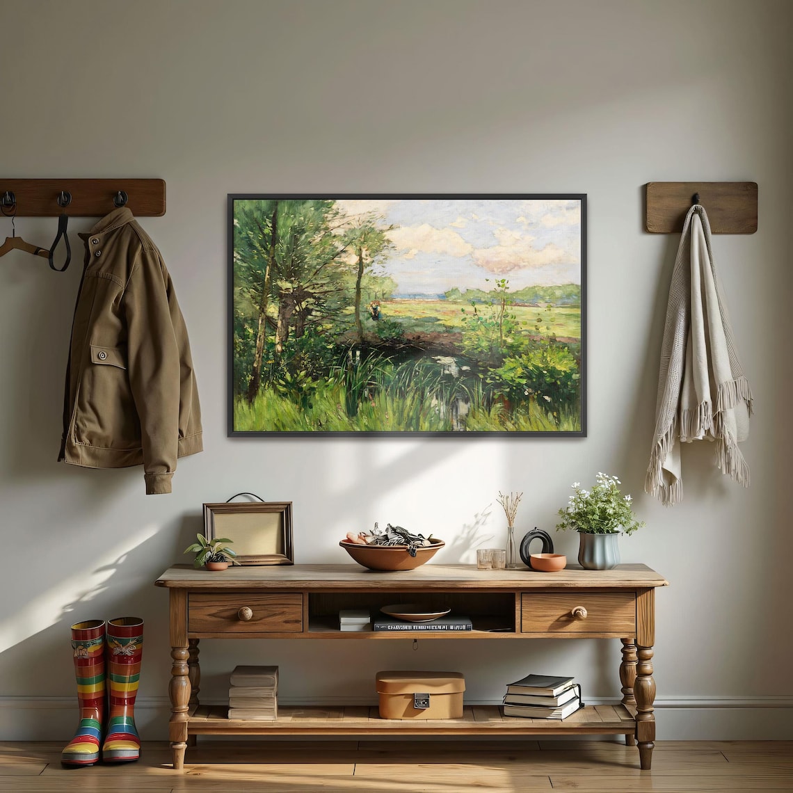 Forest Stream Landscape With Lush Green Banks and Trees Poster - Image 3