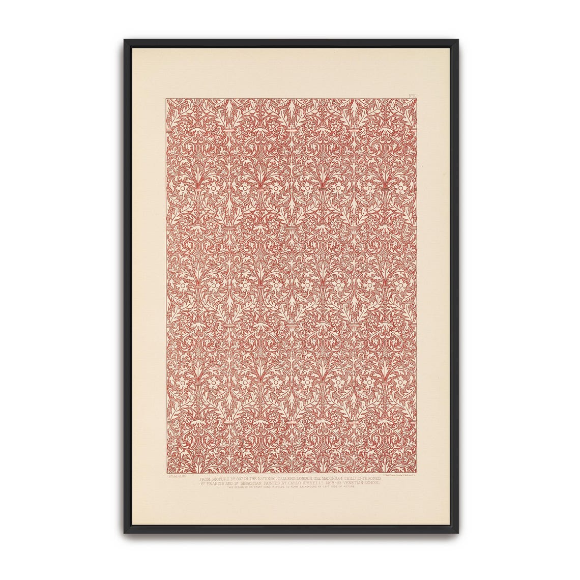 Red Floral Ornamental Pattern Vintage Red Damask Style Poster
